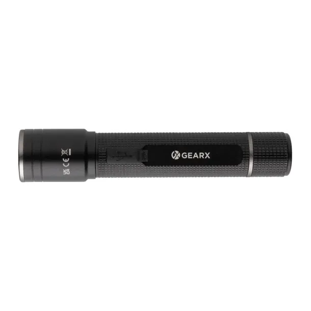  Gear X RCS recycled aluminum USB-rechargeable torch - GearX Black 