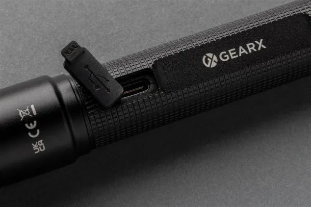  Gear X RCS recycled aluminum USB-rechargeable torch - GearX Black 