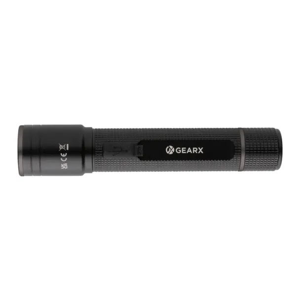  Gear X RCS recycled aluminum USB-rechargeable torch - GearX Black 