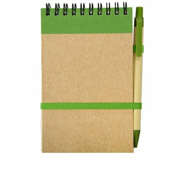 ECO RIBBON notebook with clear pages 90x140 / 140 pages with pen Green