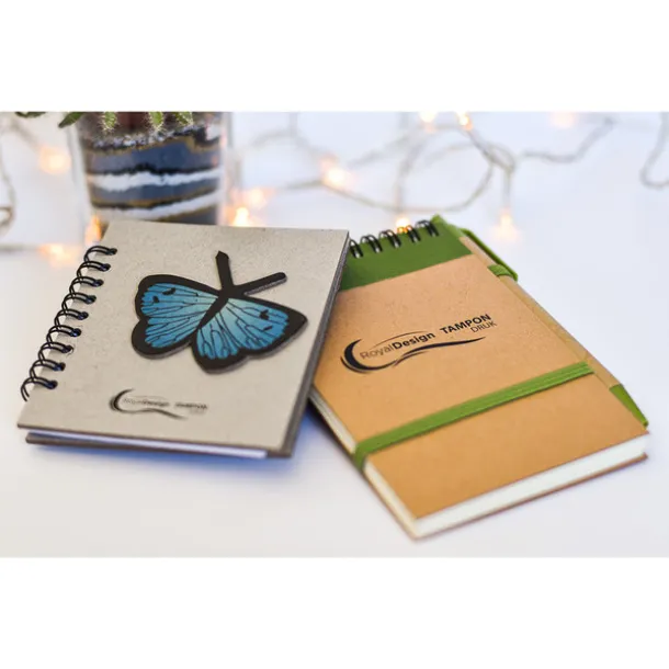 ECO RIBBON notebook with clear pages 90x140 / 140 pages with pen Green