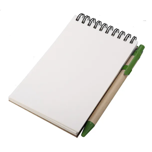 ECO RIBBON notebook with clear pages 90x140 / 140 pages with pen Green