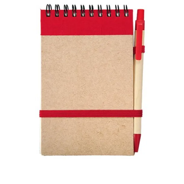 ECO RIBBON notebook with clear pages 90x140 / 140 pages with pen Red