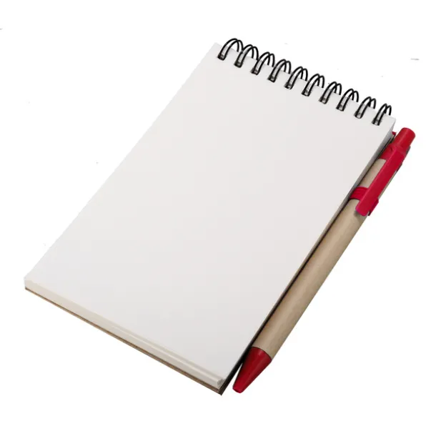 ECO RIBBON notebook with clear pages 90x140 / 140 pages with pen Red