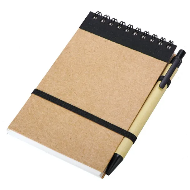 ECO RIBBON notebook with clear pages 90x140 / 140 pages with pen Black