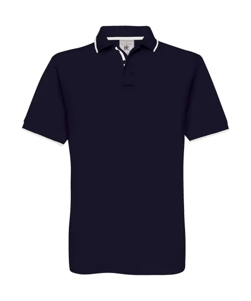  Sportska polo majica s prugama na ovratniku, 180 g/m² - B&C Mornarsko plava Bijela