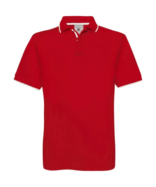  Sportska polo majica s prugama na ovratniku, 180 g/m² - B&C Crvena Bijela