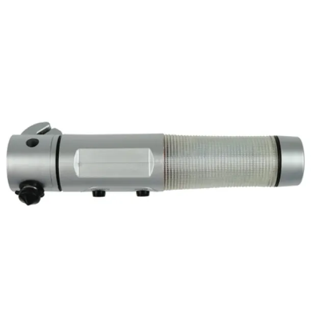  Emergency torch 1 LED, seat belt cutter, safety hammer Srebrna