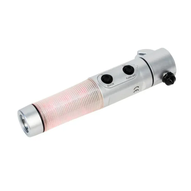  Emergency torch 1 LED, seat belt cutter, safety hammer Srebrna
