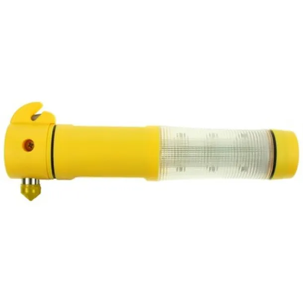  Emergency torch 1 LED, seat belt cutter, safety hammer Žuta