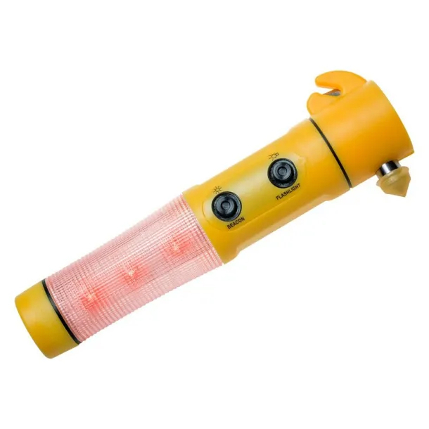  Emergency torch 1 LED, seat belt cutter, safety hammer yellow