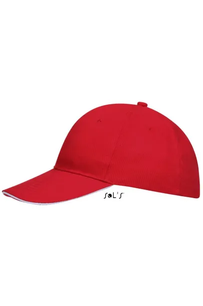 SOL'S BUFFALO SIX PANEL CAP - SOL'S Red White