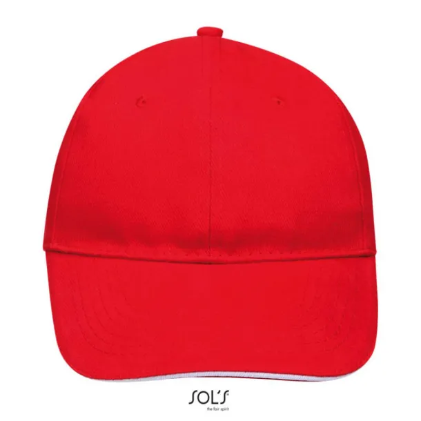 SOL'S BUFFALO SIX PANEL CAP - SOL'S Red White