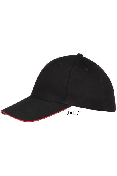 SOL'S BUFFALO SIX PANEL CAP - SOL'S Black Red