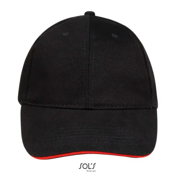 SOL'S BUFFALO SIX PANEL CAP - SOL'S Black Red