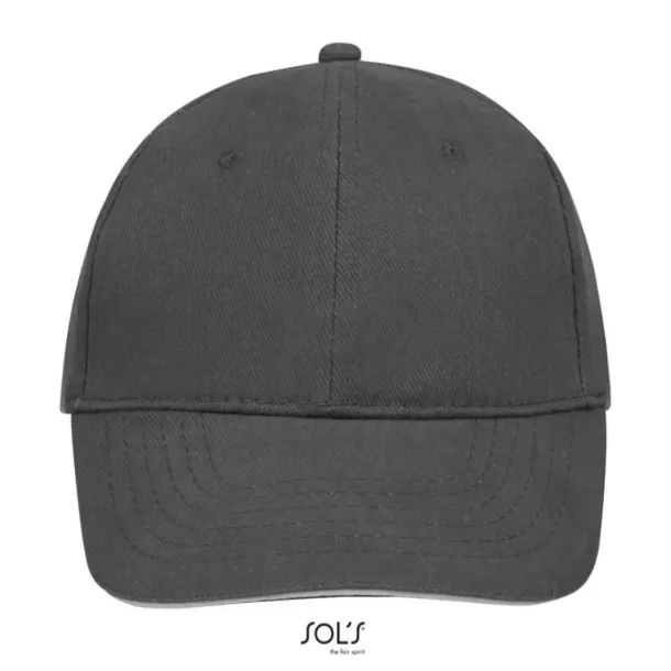 SOL'S BUFFALO SIX PANEL CAP - SOL'S Tamno siva Light Grey