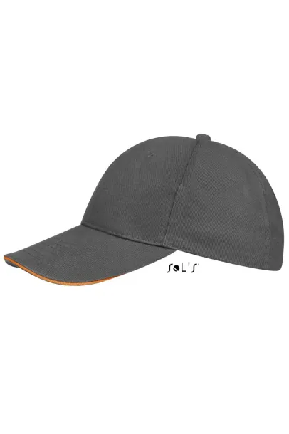 SOL'S BUFFALO SIX PANEL CAP - SOL'S Tamno siva Orange