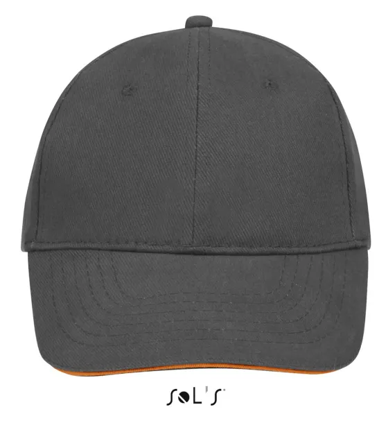 SOL'S BUFFALO SIX PANEL CAP - SOL'S Tamno siva Orange