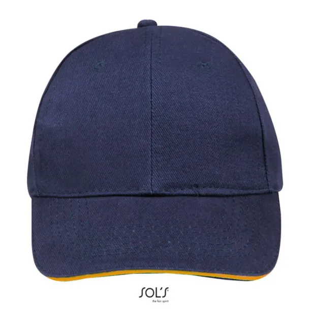 SOL'S BUFFALO SIX PANEL CAP - SOL'S French Navy Neon Orange