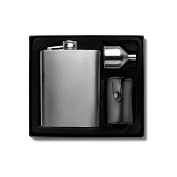  Hip flask 220 ml, cups 30 ml, funnel Srebrna