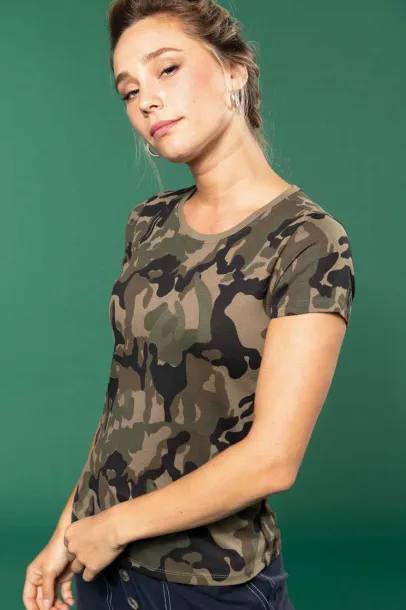  LADIES' SHORT-SLEEVED CAMO T-SHIRT - 140 g/m² - Kariban Olive Camouflage #585749