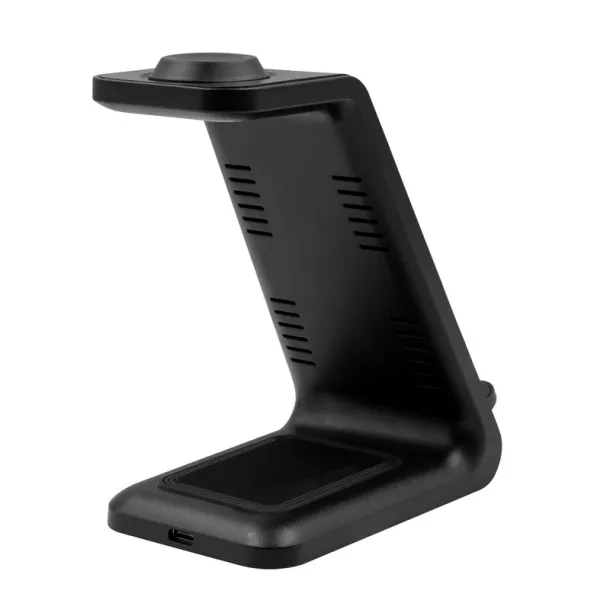Todd Wireless charger 15W, 3 in 1, phone stand Crna