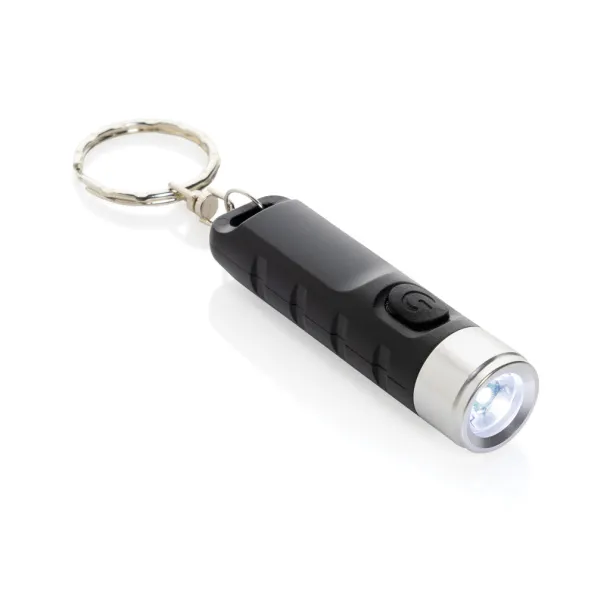  Globix RCS recycled plastic USB re-chargeable keychain torch - XD Collection Black 