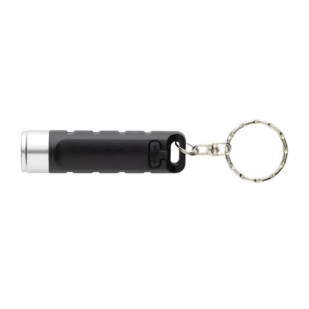  Globix RCS recycled plastic USB re-chargeable keychain torch - XD Collection Black 