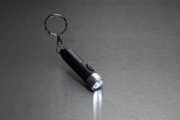  Globix RCS recycled plastic USB re-chargeable keychain torch - XD Collection Black 