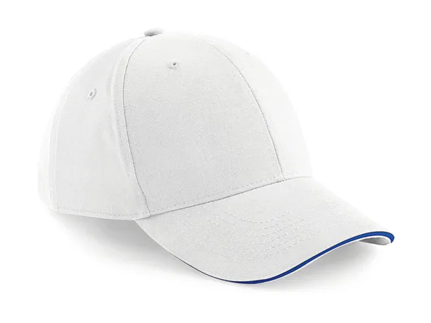  Athleisure 6 Panel Cap - Beechfield Bijela Svijetlo kraljevski plava