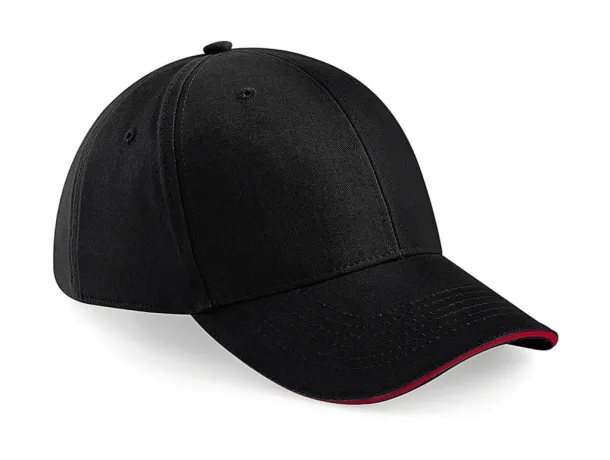  Athleisure 6 Panel Cap - Beechfield Black Classic Red