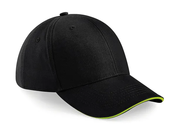  Athleisure 6 Panel Cap - Beechfield Black Lime Green