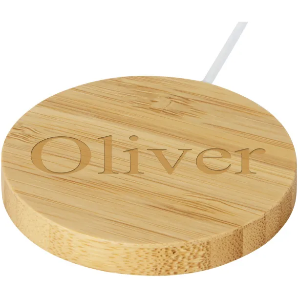 Atra 10W bamboo magnetic wireless charging pad Beige