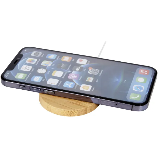 Atra 10W bamboo magnetic wireless charging pad Beige