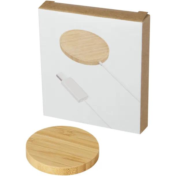 Atra 10W bamboo magnetic wireless charging pad - Avenue Beige