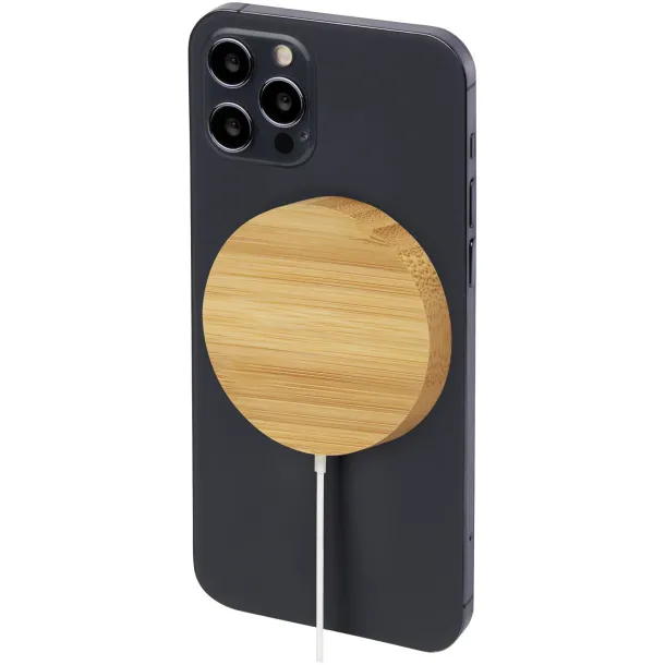 Atra 10W bamboo magnetic wireless charging pad Beige