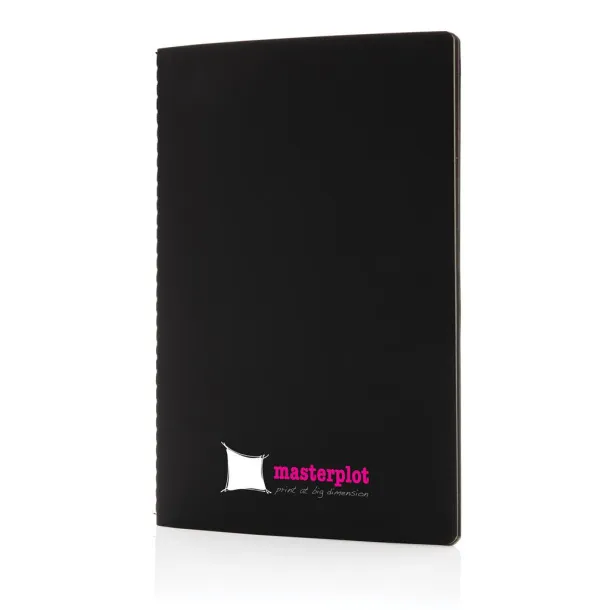  Softcover PU notebook with colored edge - XD Collection Black