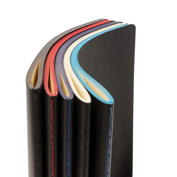  Softcover PU notebook with colored edge - XD Collection Black