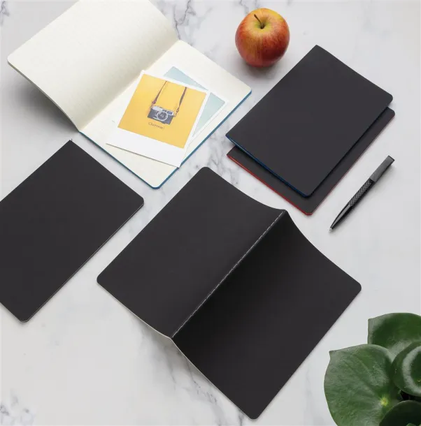  Softcover PU notebook with colored edge - XD Collection Black