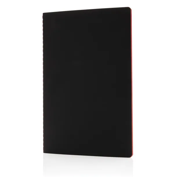  Notes s koricama od umjetne kože i obojanim rubovima - XD Collection Crvena