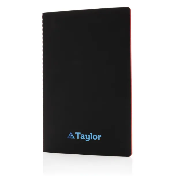  Softcover PU notebook with colored edge - XD Collection Red