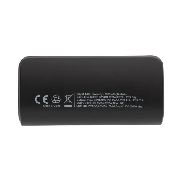  FlashCharge prijenosna baterija s brzim punjenjem od RCS rplastike, 5000 mAh - XD Collection Crna 