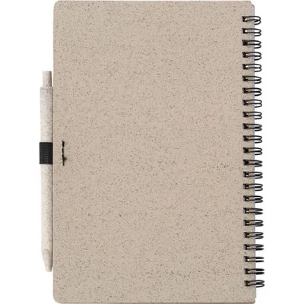  Wheat straw notebook approx. A5 with ball pen light brown