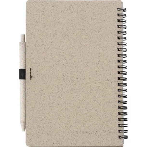  Wheat straw notebook approx. A5 with ball pen light brown