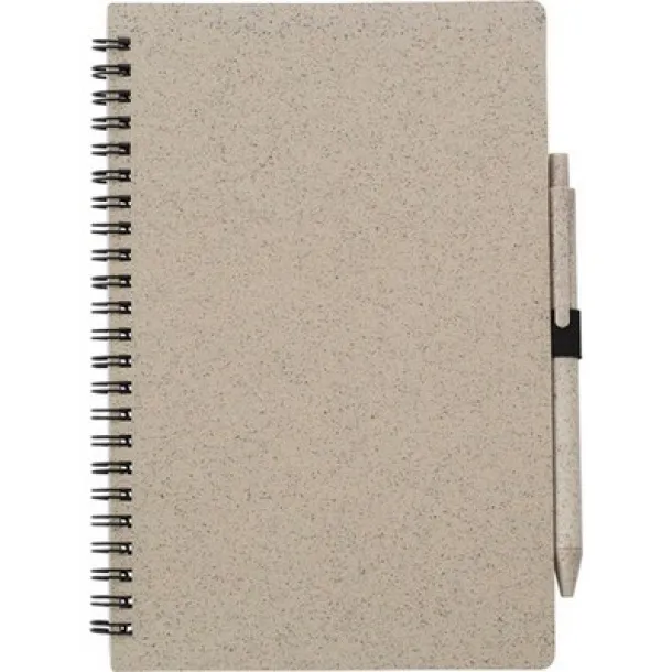  Wheat straw notebook approx. A5 with ball pen light brown