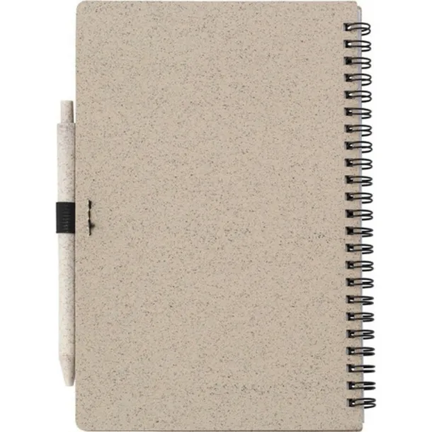  Wheat straw notebook approx. A5 with ball pen light brown