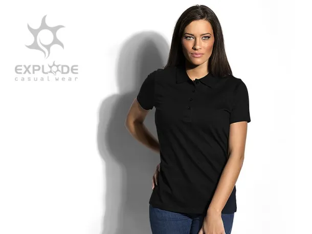 UNA women’s jersey polo shirt - EXPLODE Black