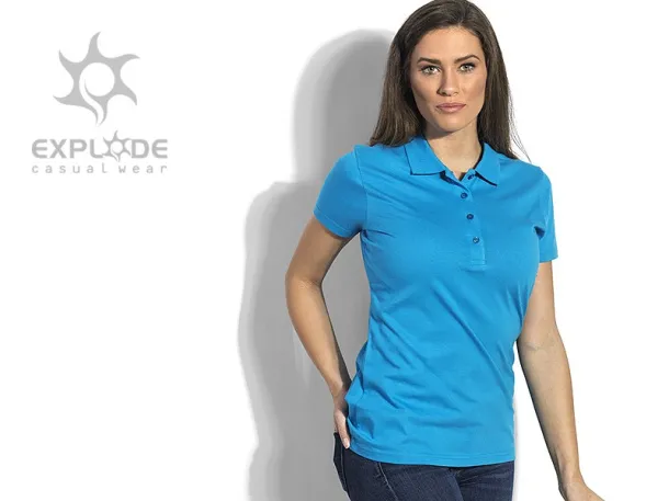 UNA women’s jersey polo shirt - EXPLODE Turquoise