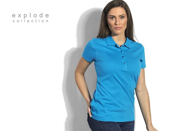 UNA women’s jersey polo shirt - EXPLODE Turquoise