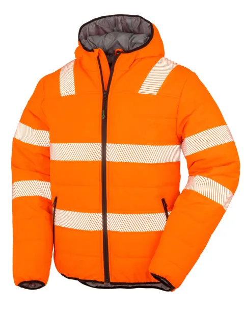  Recycled Ripstop Padded Safety Jacket - Result Genuine Recycled Fluorescent Orange